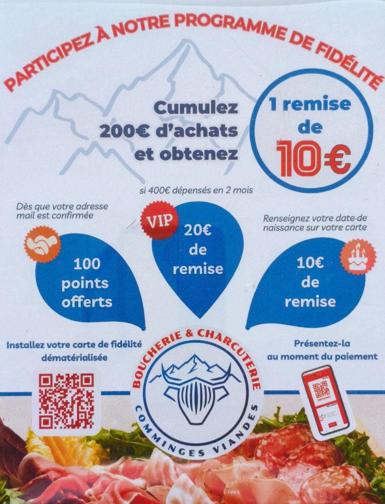 Carte de fidélité digitale avec logo de comminges viandes